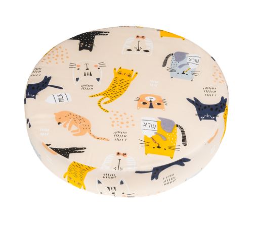 Sedák KULATÝ Kočička béžová, oranžová, černá průměr 40 cm