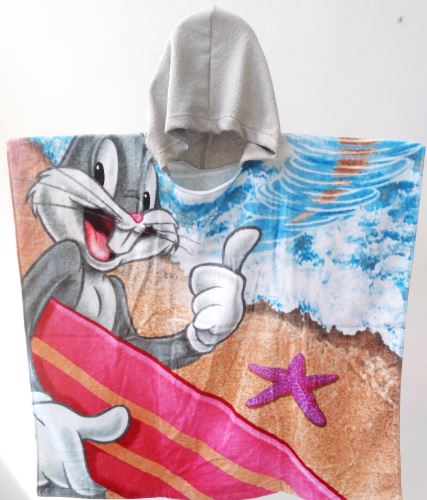 Pončo - Bugs Bunny na surfu 70x70 cm SKLADEM POSLEDNÍ 1KS