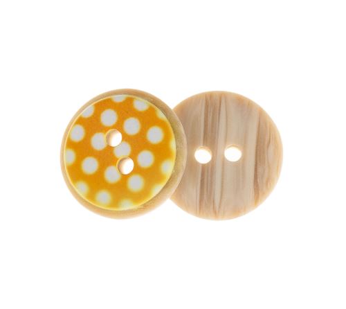 Knoflík - balení po 6 ks žlutá, bílá prům. 15 mm