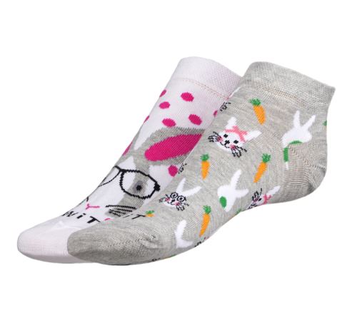 Ponožky nízké Králík/mrkev bílá, růžová, šedá