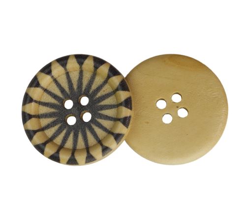 Knoflík dřevěný zdobený prům. 30 mm