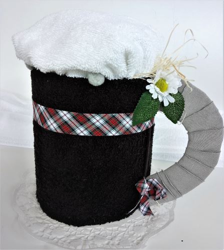 Veratex Textilní dort velké černé Pivo (ručník 50x100 + ručník 30x30cm)