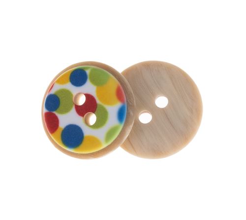 Knoflík - balení po 6 ks zelená, červená, žlutá, modrá prům. 15 mm