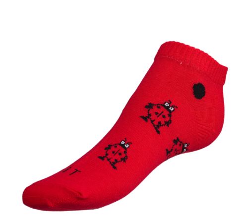 Ponožky nízké Berušky červená,černá