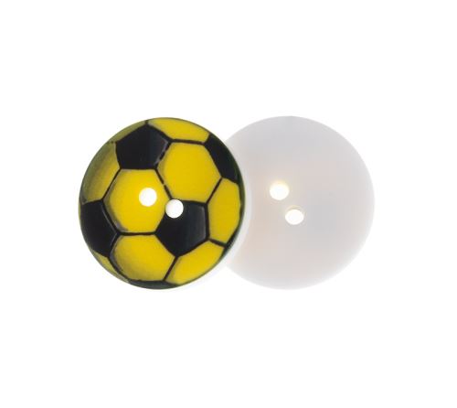 Knoflík - balení po 6 ks míč žlutý prům. 15 mm