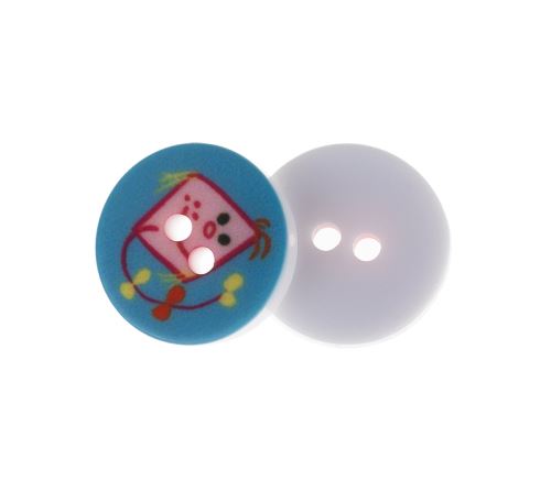 Knoflík - balení po 6 ks dráček - růžová, modrá prům. 13 mm
