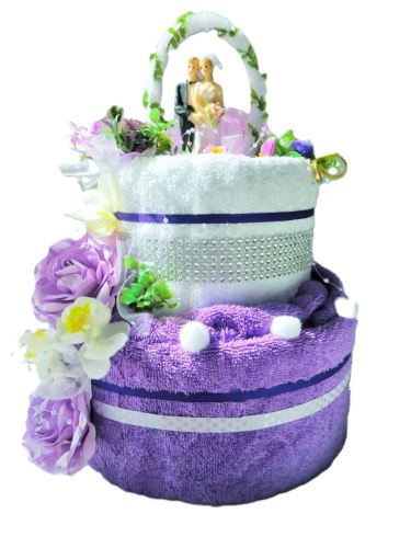 Veratex Textilní dort dvoupatrový fialková růže