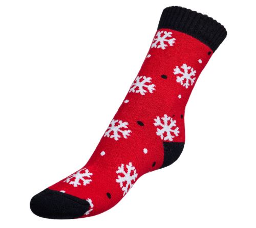 Ponožky Termo vločky červené červená, bílá