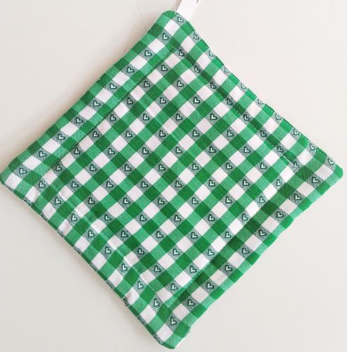 Textilní podložka pod hrnec 20x20cm zelený kanafas tkaný