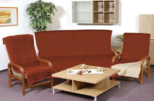 Souprava KIRA  PLUS 3+1+1 terra/světle béžová 1 x 150x200 cm + 2 x 65x150 cm
