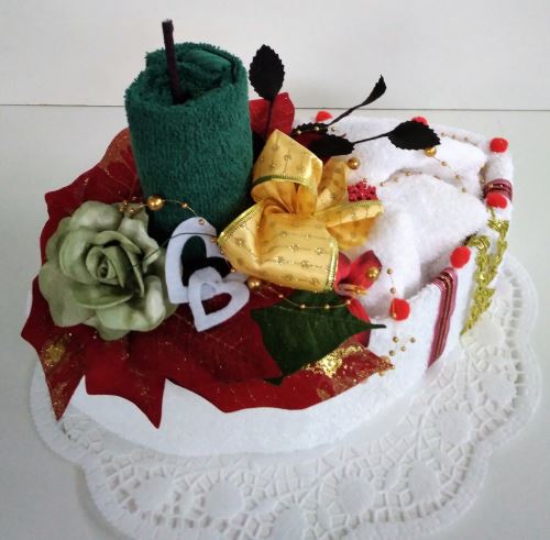 Veratex Textilní dort zelená růže