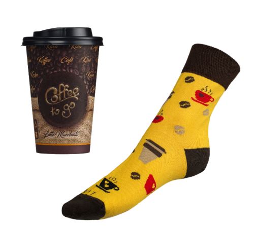 Ponožky Káva v dárkovém balení hnědá,žlutá