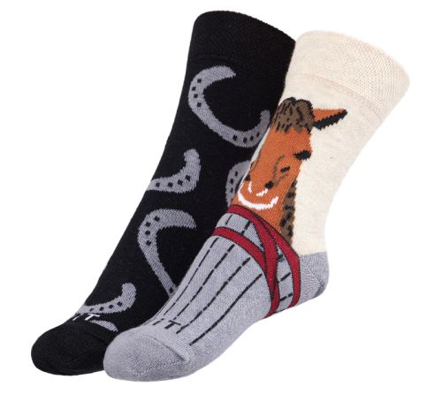 Ponožky dětské Kůň+podkovy Hnědá, béžová, šedá