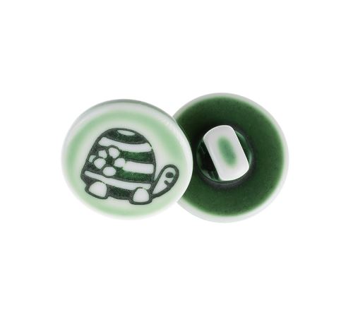 Knoflík - balení po 6 ks želvička - zelené prům. 15 mm