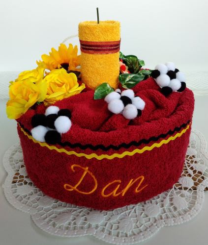 Veratex Textilní dort svícen se jménem (1ks osuška 1ks ručník) výběr z 22 barev