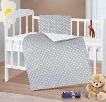 Peřinka a polštářek pro kojence puntík - šedá, bílá peřinka 75x100 cm + polštářek 42x32 cm Peřinka a polštářek pro kojence puntík - šedá, bílá peřinka 75x100 cm + polštářek 42x32 cm