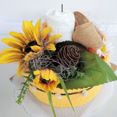 Veratex Textilní dort svícen žlutá slunečnice