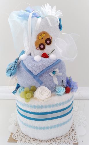 Veratex Dětský textilní dort - třípatrový (modro - bílý)