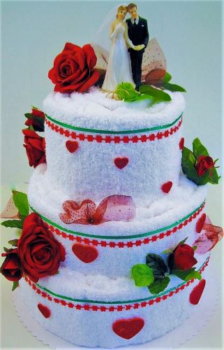 Veratex Textilní dort - třípatrový červená růže
