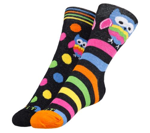 Ponožky dětské Sova černá, růžová, modrá, zelená, žlutá
