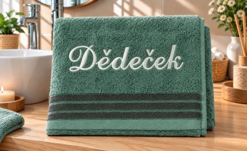 Froté ručník kolekce Léga s výšivkou Dědeček Zelená 50x100 cm