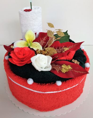 Veratex Textilní dort svícen červená růže