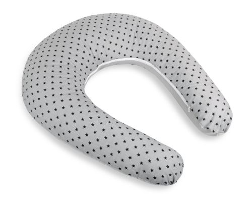Kojicí polštář s povlakem na zip malé hvězdičky - šedá, bílá po obvodu 180 cm