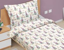 Povlečení bavlněné Junior sovička na větvi - dětský motiv 140x200, 70x90 cm (1)