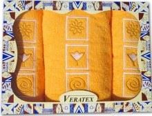 Luxusní dárkový vyšívaný froté set 1 osuška 2 ručníky (sytě_žlutá) 400g