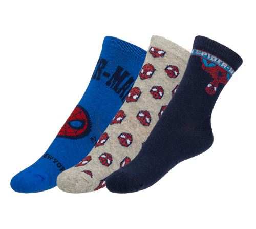 Ponožky dětské Spiderman  - sada 3 páry červená, modrá, šedá