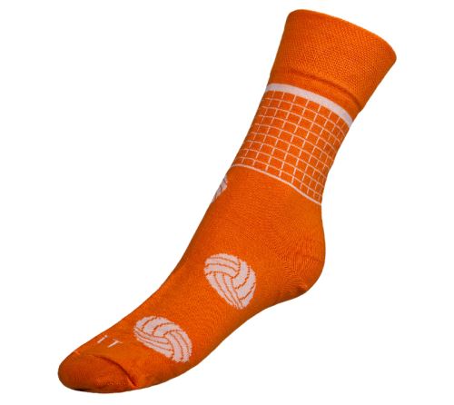 Ponožky Volejbal oranžová, bílá