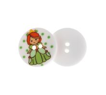Knoflík - balení po 6 ks princezna - zelená prům. 15 mm