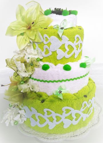 Veratex Textilní dort třípatrový žluto zelený
