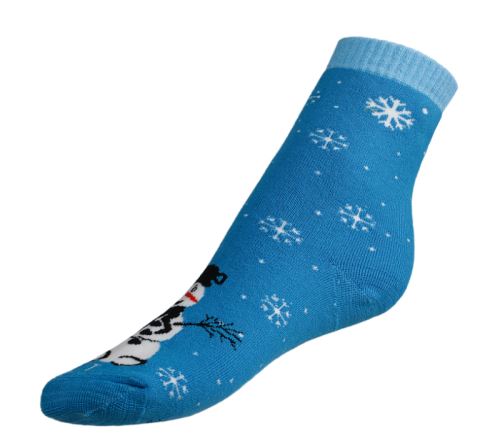 Ponožky Termo sněhulák modrá, bílá