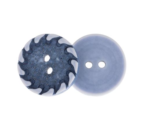 Knoflík - balení po 3 ks modrá, bílá prům. 23 mm