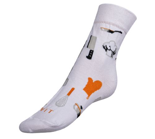 Ponožky Kuchař bílá, šedá, oranžová