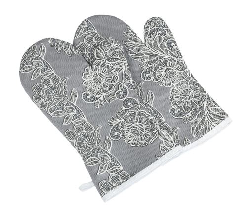 Grilovací rukavice 2ks šedá krajka 20x36 cm