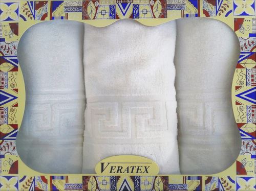 Dárkový froté set řecká bordura 3ks ručníku - bílá