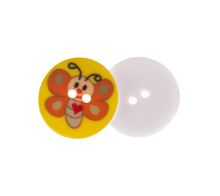 Knoflík - balení po 6 ks oranžový motýl prům. 15 mm