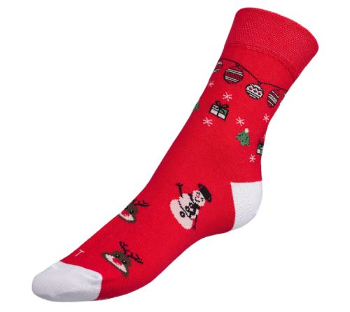 Ponožky Vánoce červená, bílá
