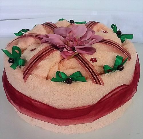 Veratex Textilní dort jednopatrový - lososový květ