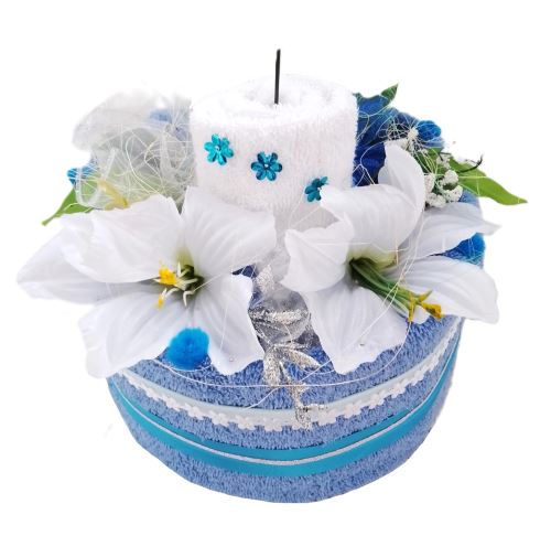 Veratex Textilní dort svícen modro// bílý*