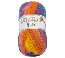 Příze PAPATYA BATIK žlutá, oranžová, fialová, zelená 100g / 360 m