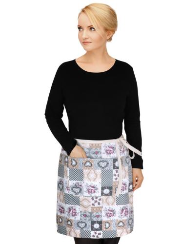 Kuchyňská zástěra DITA - do pasu patchwork love zástěra 68x50 cm