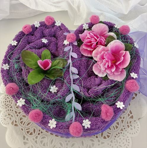 Veratex Textilní dort fialové srdíčko
