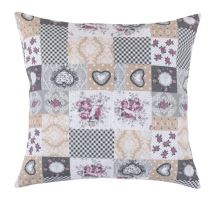 Povláček DITA patchwork love - šedá, béžová, vínová 45x45 cm Povláček DITA patchwork love - šedá, béžová, vínová 45x45 cm