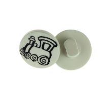Knoflík - balení po 6 ks vláček  - zelený prům. 13 mm