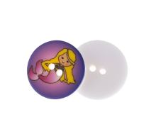 Knoflík - balení po 6 ks mořská panna fialová prům. 15 mm