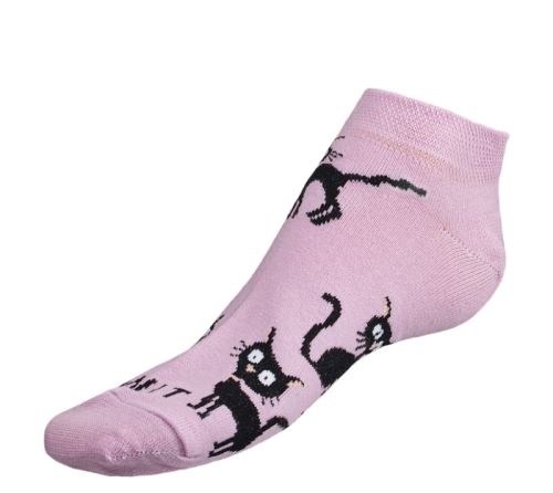 Ponožky nízké Kočka sv.růžová světle růžová,černá