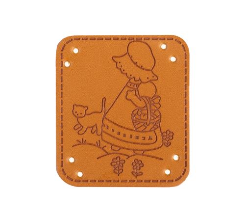 Nášivka Hand Made holčička hnědá 40x35 mm